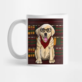 Books bookworm reader among books funny cute reading book nerd Golden Labrador retriever puppy dog Librarian Mug